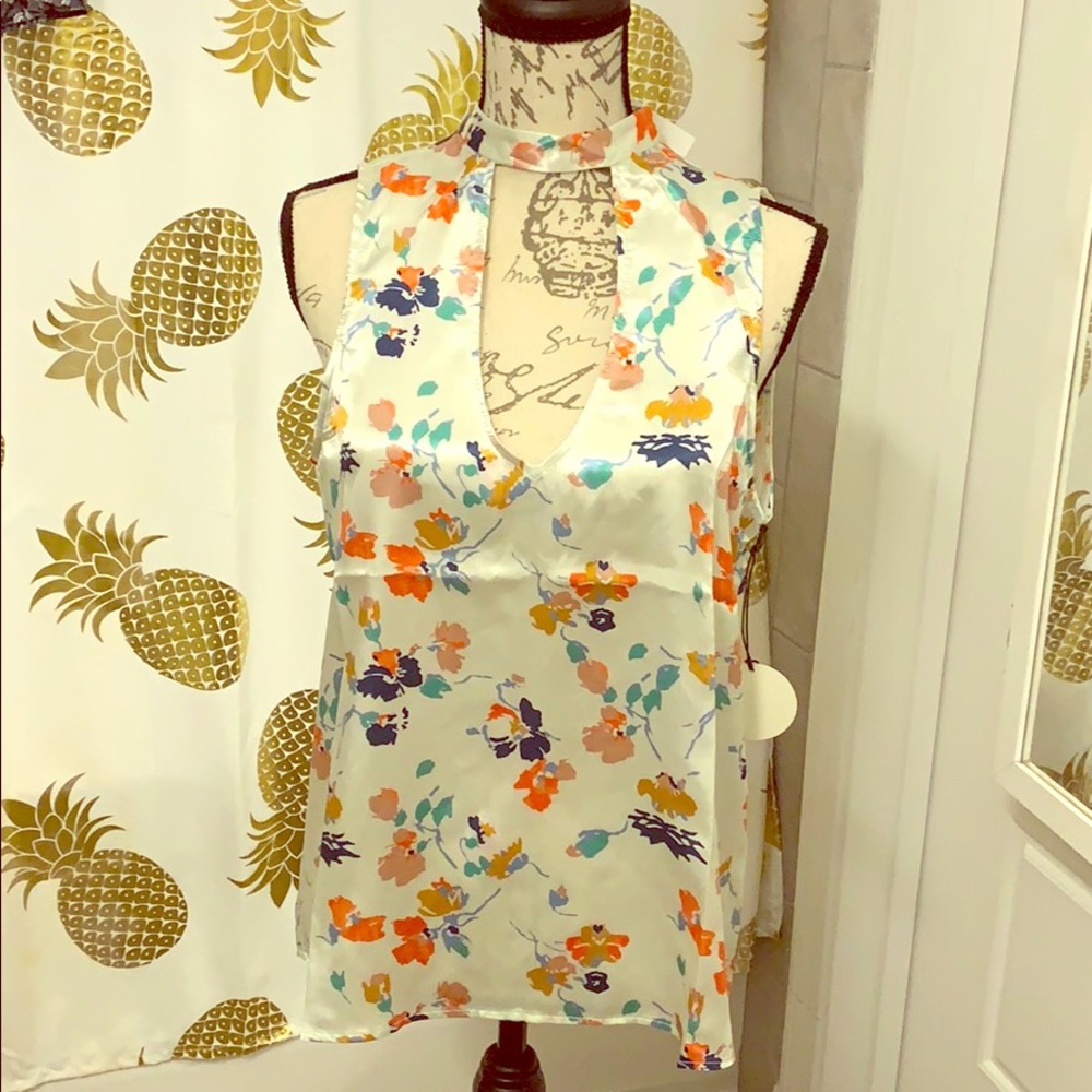 TulaRosa Keyhole Satin Top